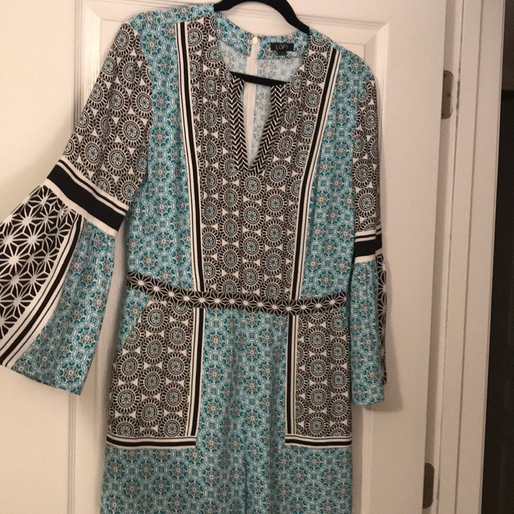 LOFT bell sleeve mixed print romper
